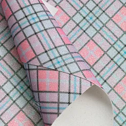 Отрез экокожи А4 с глиттером "Клетка. Серая с розовым" Отрез экокожи А4 с глиттером "Клетка. Серая с розовым"