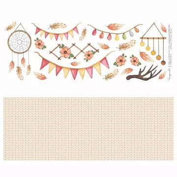 Бумага 11х30 см "Бохо. Перья" (Scrapmama)