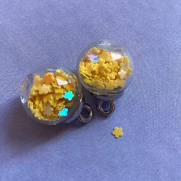 Набор стеклянных подвесок "Шар. Цветочек желтый", 1,6 см, 2 шт