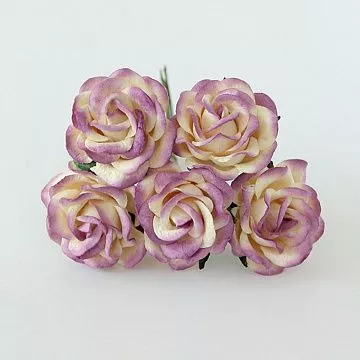 Букет огромных роз "Сиреневый с молочным. С закругленными лепестками", 4 см, 5 шт (Craft)