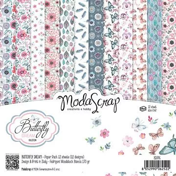 Набор бумаги 15х15 см "Butterfly dream", 12 листов (ModaScrap)