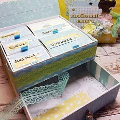 Двухъярусная заготовка для маминых сокровищ с 5 коробочками, цвет розовый