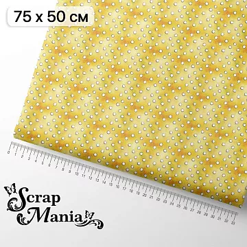 Отрез ткани 75х50 см "СуперБабушка. Горошек на желтом" (ScrapMania)
