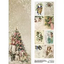 Лист с картинками 10х30 см "Винтажный Новый Год. Карточки мини" (ScrapMania)