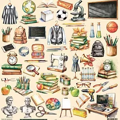 Бумага 30х30 см "Первый звонок. Элементы" (Scrapodelie)