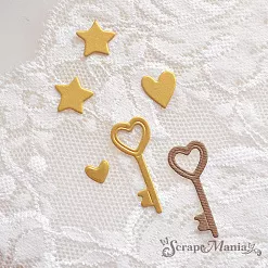 Нож "Первая любовь. Ключ и сердечки", 1,4х3,2 см (ScrapMania)