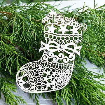 Чипборд "Новогодний сапог", 5,5х9,6 см (LeoMammy)