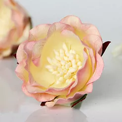 Цветок полиантовой розы "Розовый с кремовым", 1 шт (Craft)