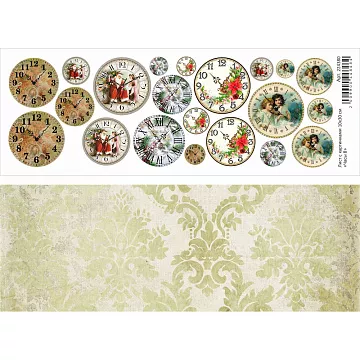 Лист с картинками 10х30 см "Часы 8" (ScrapMania)