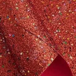 Отрез экокожи А4 "Блестки и звездочки. Красный" Отрез экокожи А4 "Блестки и звездочки. Красный"