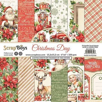 Набор бумаги 15х15 см "Happy Christmas", 24 листа (ScrapBoys)