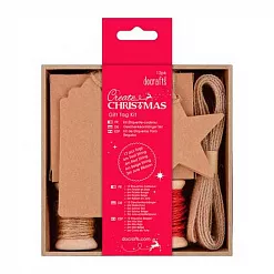 Набор крафт-ярлычков "Подарочные" с джутовым шпагатом и рафием (DoCrafts)