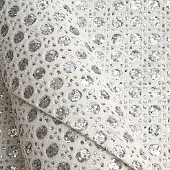 Отрез экокожи А4 "Кружево. Белый с серебром 4"