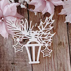 Чипборд "Фонарик с новогодней композицией", 6 см (LeoMammy)