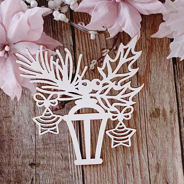 Чипборд "Фонарик с новогодней композицией", 6 см (LeoMammy)