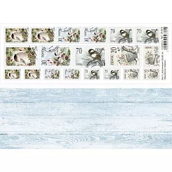 Лист с картинками 10х30 см "Воробушки. Марки" (ScrapMania)
