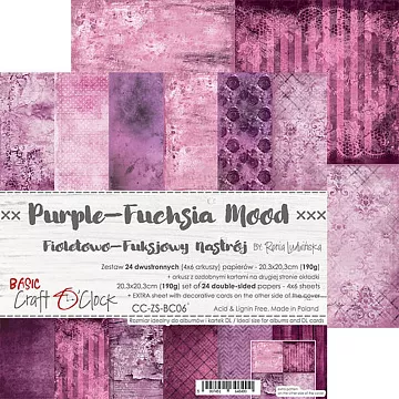 Набор бумаги 20х20 см "Purple-Fuchsia mood", 24 листа (CraftO'clock)