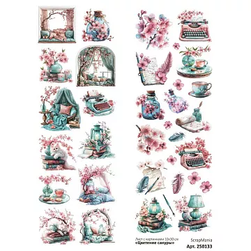 Лист с картинками 10х30 см "Цветение сакуры" (ScrapMania)