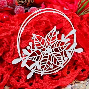 Украшение из чипборда "Рамка с пуансеттией" (Fantasy)