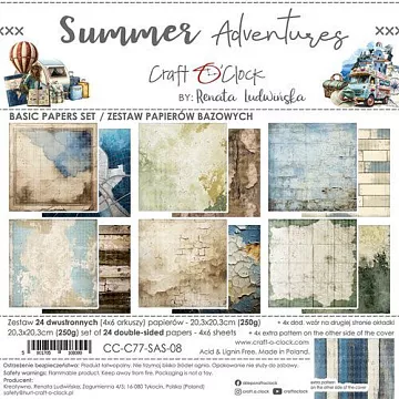 Набор бумаги 20х20 см "Summer adventure. Basic", 24 листа (CraftO'clock) Набор бумаги 20х20 см "Summer adventure. Basic", 24 листа (CraftO'clock)