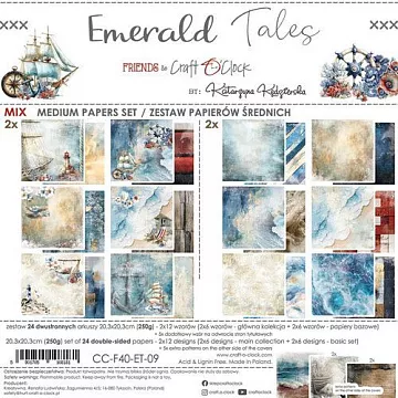Набор бумаги 20х20 см "Emerald tales. Mix", 24 листа (CraftO'clock) Набор бумаги 20х20 см "Emerald tales. Mix", 24 листа (CraftO'clock)