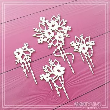 Чипборд "Цветы с подвесками", 4,7х8,7 см (СкрапМагия)