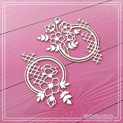 Чипборд "Ажурные круглые рамки с цветами", 6х6,5 см (СкрапМагия)