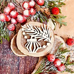 Чипборд "Новогодний фонарик на ветке", 4,3х4 см (WoodHome)