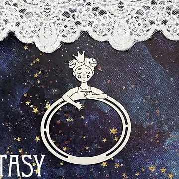 Украшение из чипборда "Принцесса с рамкой 1411" (Fantasy)