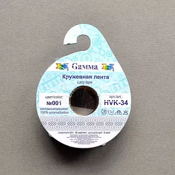 Лента кружевная "Белая" ширина 1,9 см, длина 3 м (Gamma)