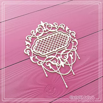 Чипборд "Ажурная рамка с сеткой и гирляндами длинными. Малая" (СкрапМагия)