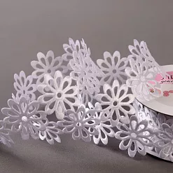 Лента фигурная "Крупный цветок", цвет белый, длина 1 м (АртУзор)