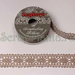 Кружевная лента, коричневая, ширина 2,3 см, длина 2 м