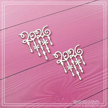 Чипборд "Новогодние надписи 2026 с гирляндами", 3,6х4,3 см (СкрапМагия)