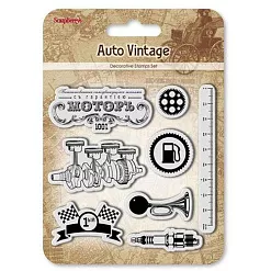 Набор штампов "Автовинтаж. Моторъ" на русском (ScrapBerry's)