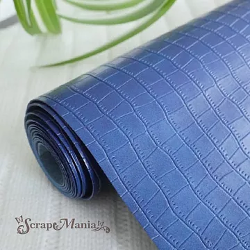 Отрез экокожи 30х69 см "Переплетный. Крокодил. Синий" (Pty Китай)