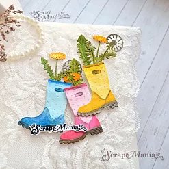 Нож "Цветочный комплимент. Сапожок с одуванчиками", 4х5 см (ScrapMania)