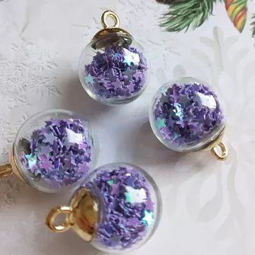 Набор стеклянных подвесок "Шар. Сиреневые звезды 2" (Китай)