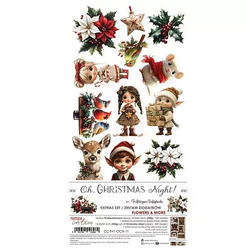 Набор бумаги 30х15 см "Oh Christmas Night. Flowers", 18 листов (CraftO'clock)