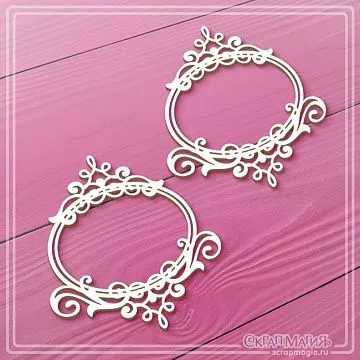 Чипборд "Овальные рамки с завитками 2", 6х6,5 см (СкрапМагия)