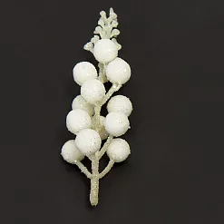 Букет ягод с глиттером "На веточке. Белые", 13 см