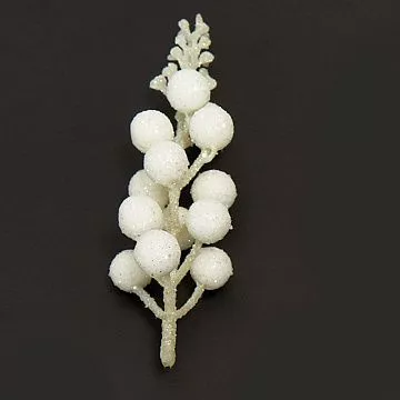 Букет ягод с глиттером "На веточке. Белые", 13 см