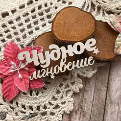 Чипборд "Новый год. Чудное мгновение", 7х3 см (Белый кот)