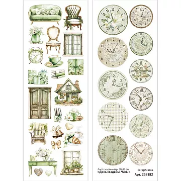 Лист с картинками 10х30 см "День свадьбы. Часы" (ScrapMania)