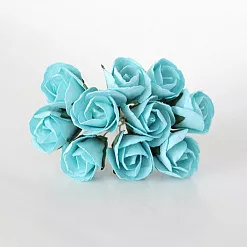 Букет больших роз с полураскрытым бутоном "Бирюзовый", 10 шт (Craft)