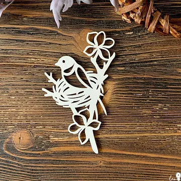 Чипборд "Гнездо на ветке", 8 см (LeoMammy)