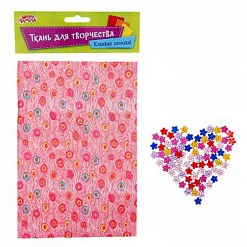 Ткань на клеевой основе 21х14,5 см "Красное павлинье перо"