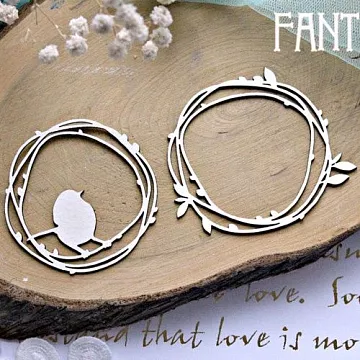 Украшение из чипборда 3D "Рамка с птичкой 759" (Fantasy)