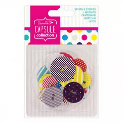 Набор картонных пуговиц "Spots & stripes. Яркие оттенки" (DoCrafts)