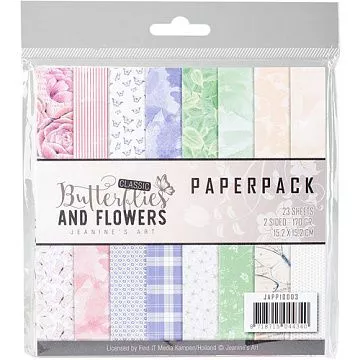Набор бумаги 15х15 см "Butterflies and flowers", 23 листа